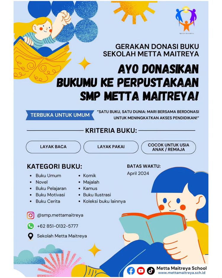 Ayo Donasikan Bukumu ke Perpustakaan SMP Metta Maitreya | SMP METTA MAITREYA